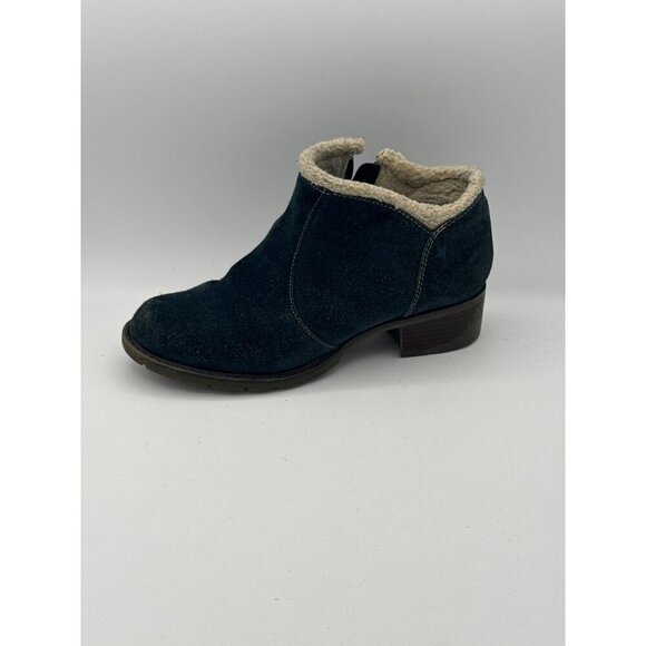 Sporto Womens Leather & Suede Ankle Boots With Faux Fur Lining 7.5W Blue - Picture 6 of 8